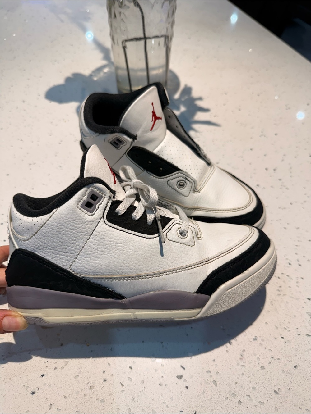 Jordan White and Black Low-Top Sneakers with Red Jumpman